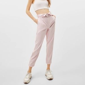 Bershka Baby Pink Paperbag Waist Pants